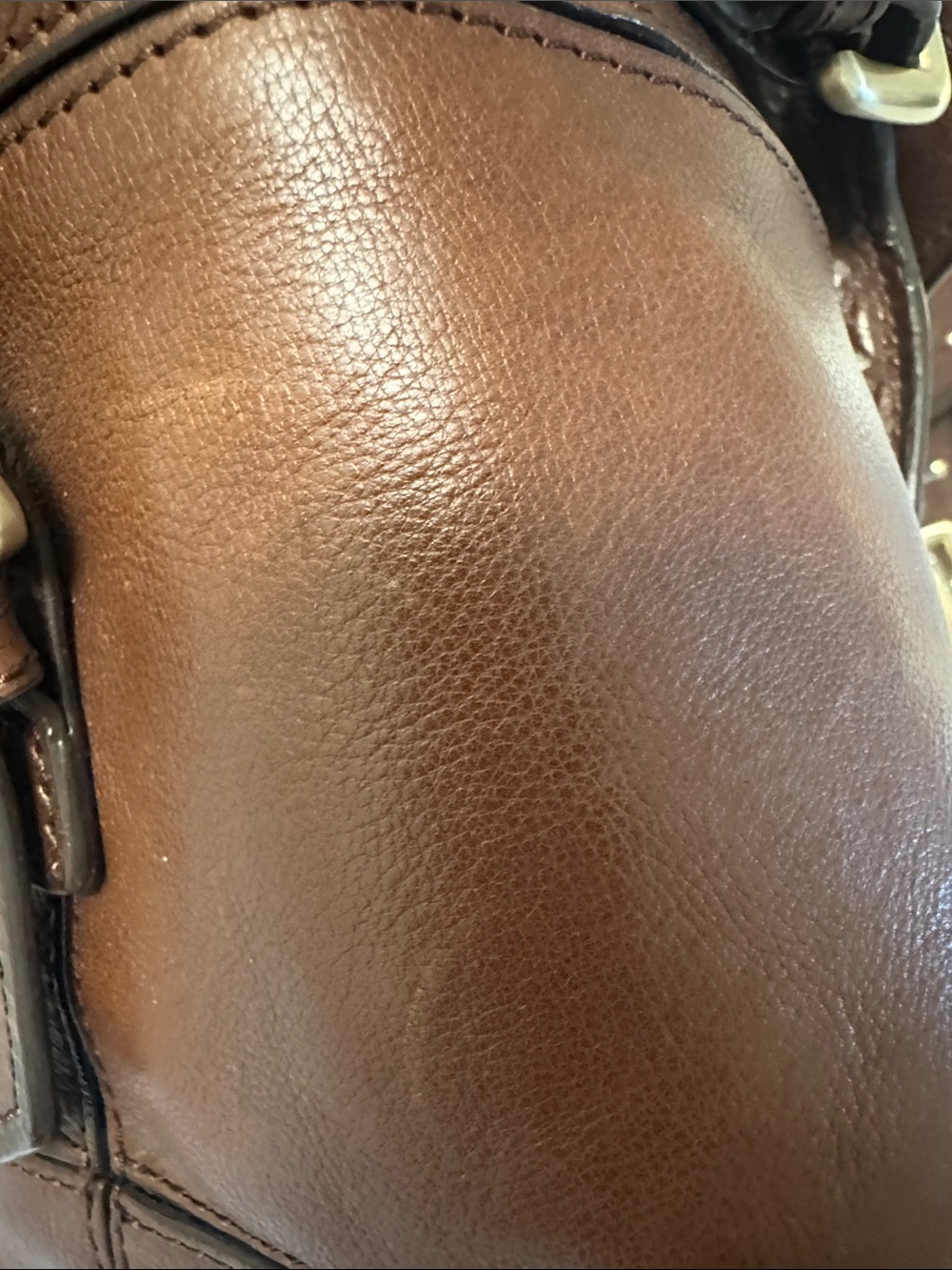 Boss Brown Leather Duffel Bag with Gold Hardware - Picture 5 of 12